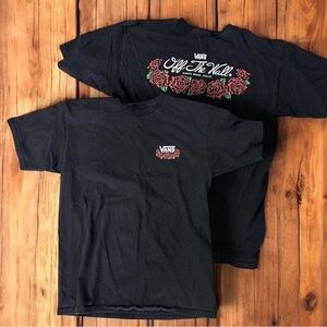 Vans Black T-Shirts with Rose Graphics